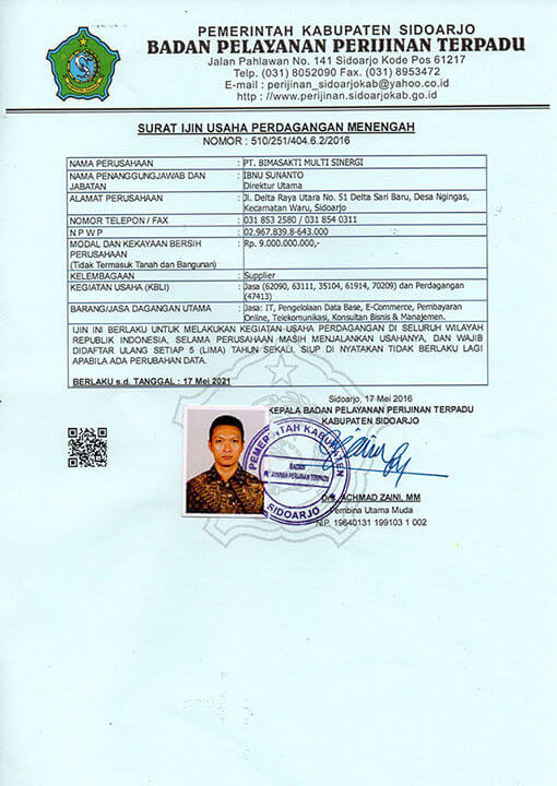 SIUP PT Bimasakti Multi Sinergi